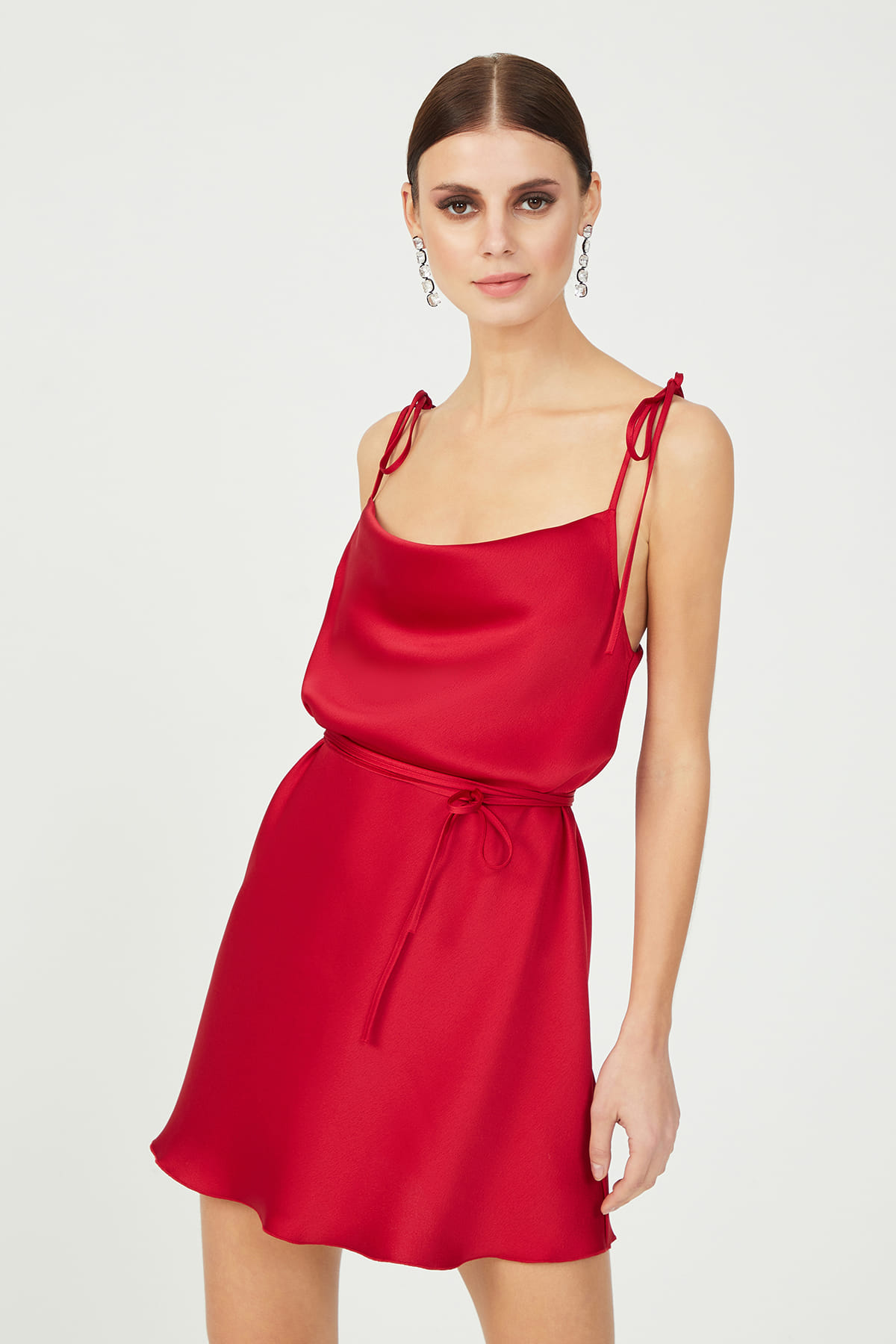 LORENA Kırmızı Mini Saten Slip Elbise