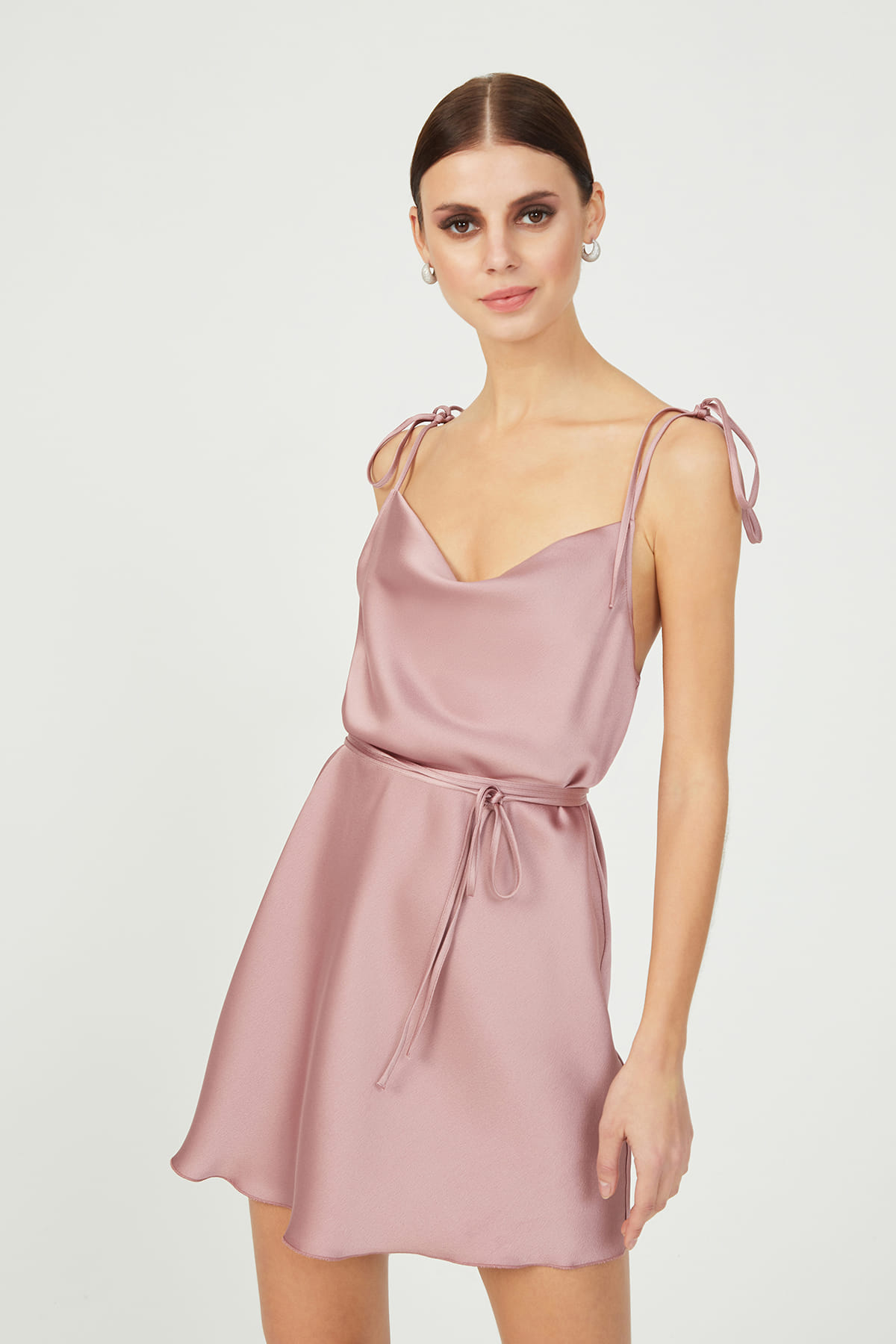 LORENA Pink Mini Satin Slip Dress
