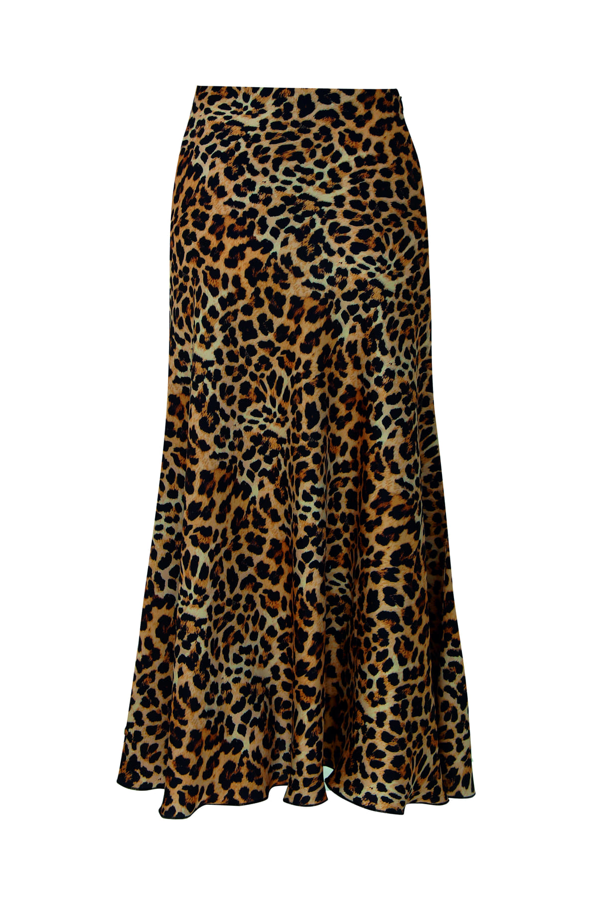 JOSSELYN Satin Midi Leopard Skirt