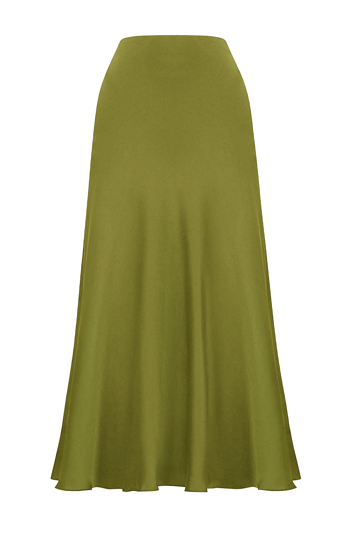 JOSSELYN Satin Midi Green Skirt