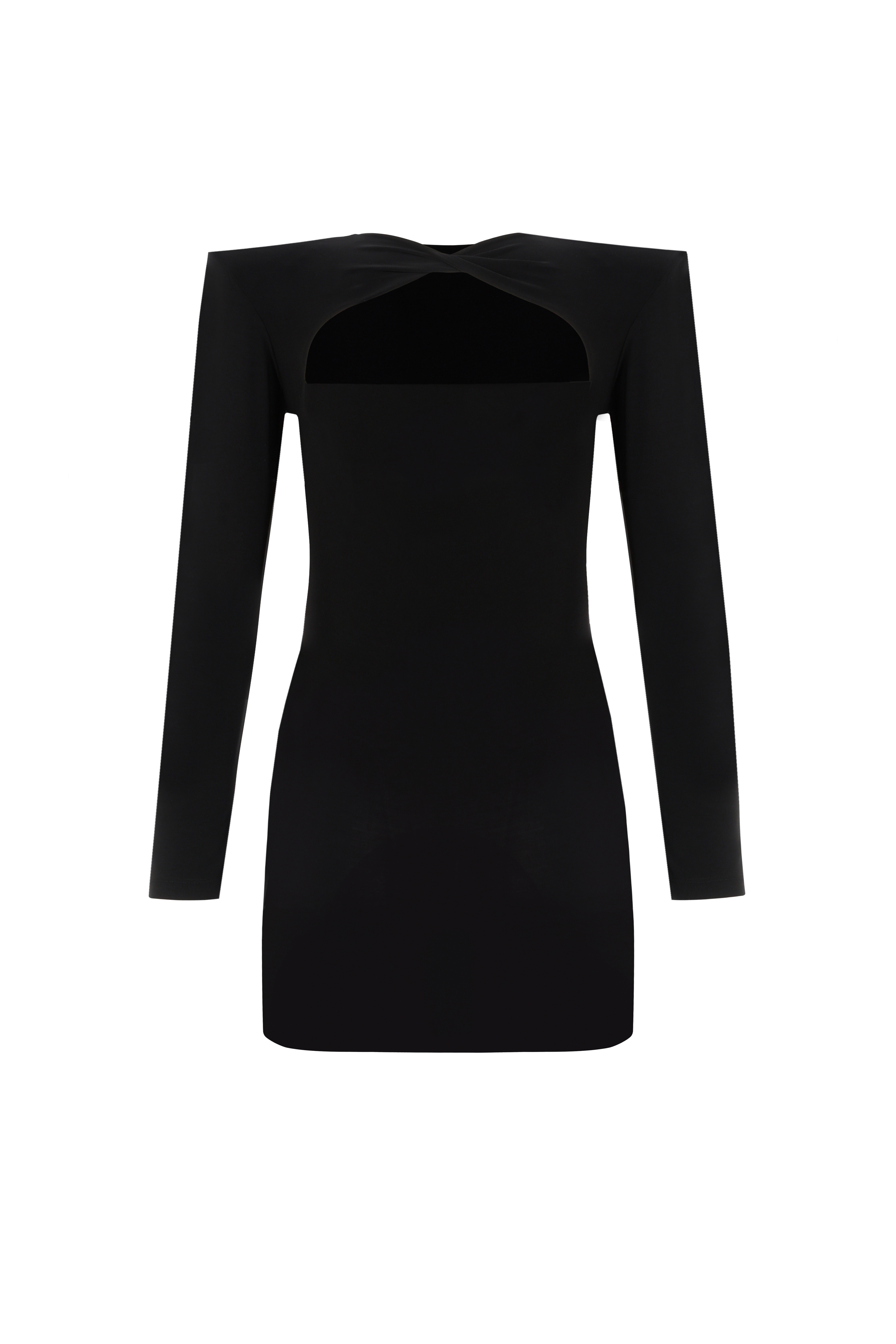 ALISHA Twirl Detailed Mini Black Dress