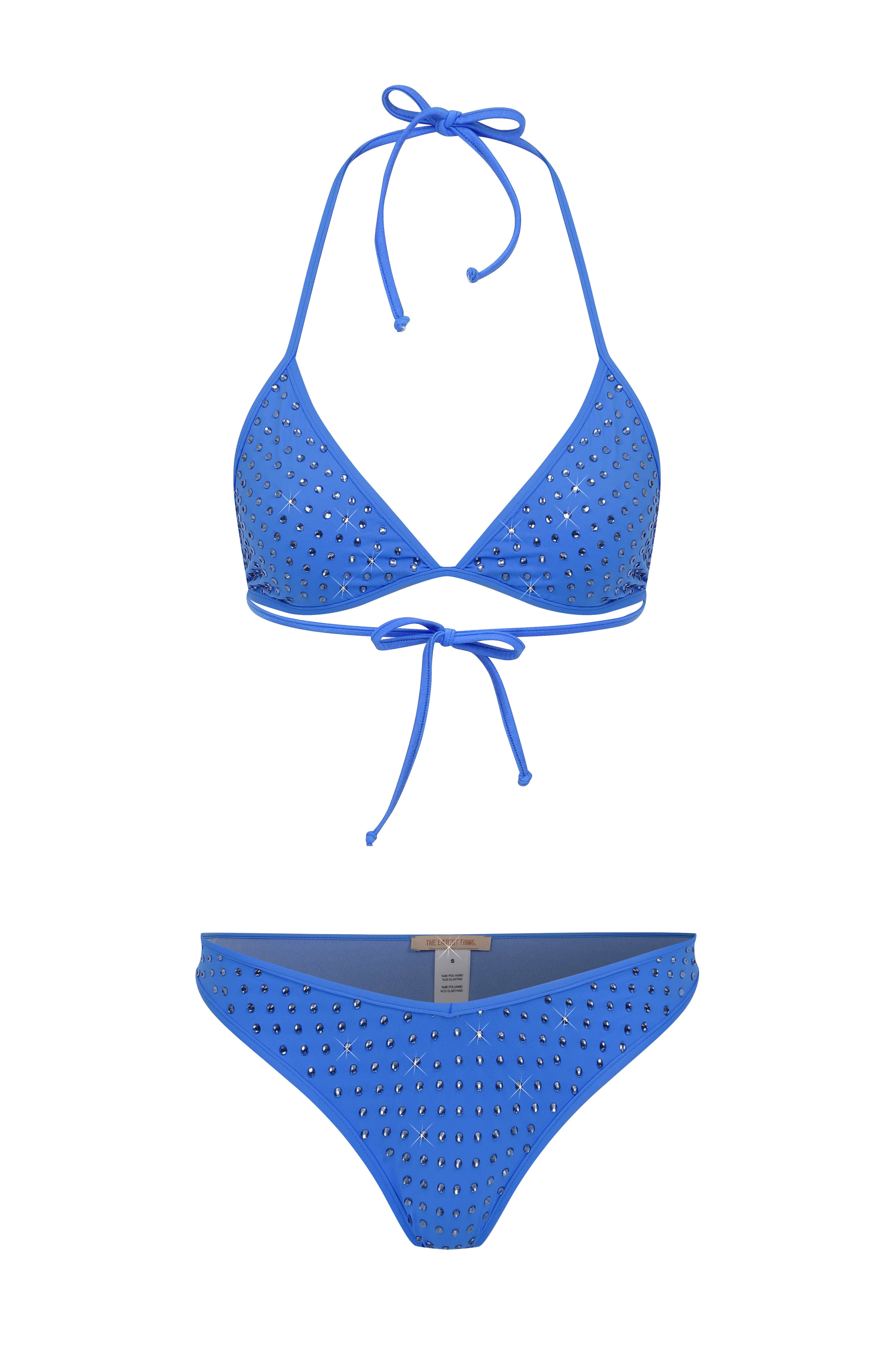 SHINY Stone Printed Blue Bikini Set