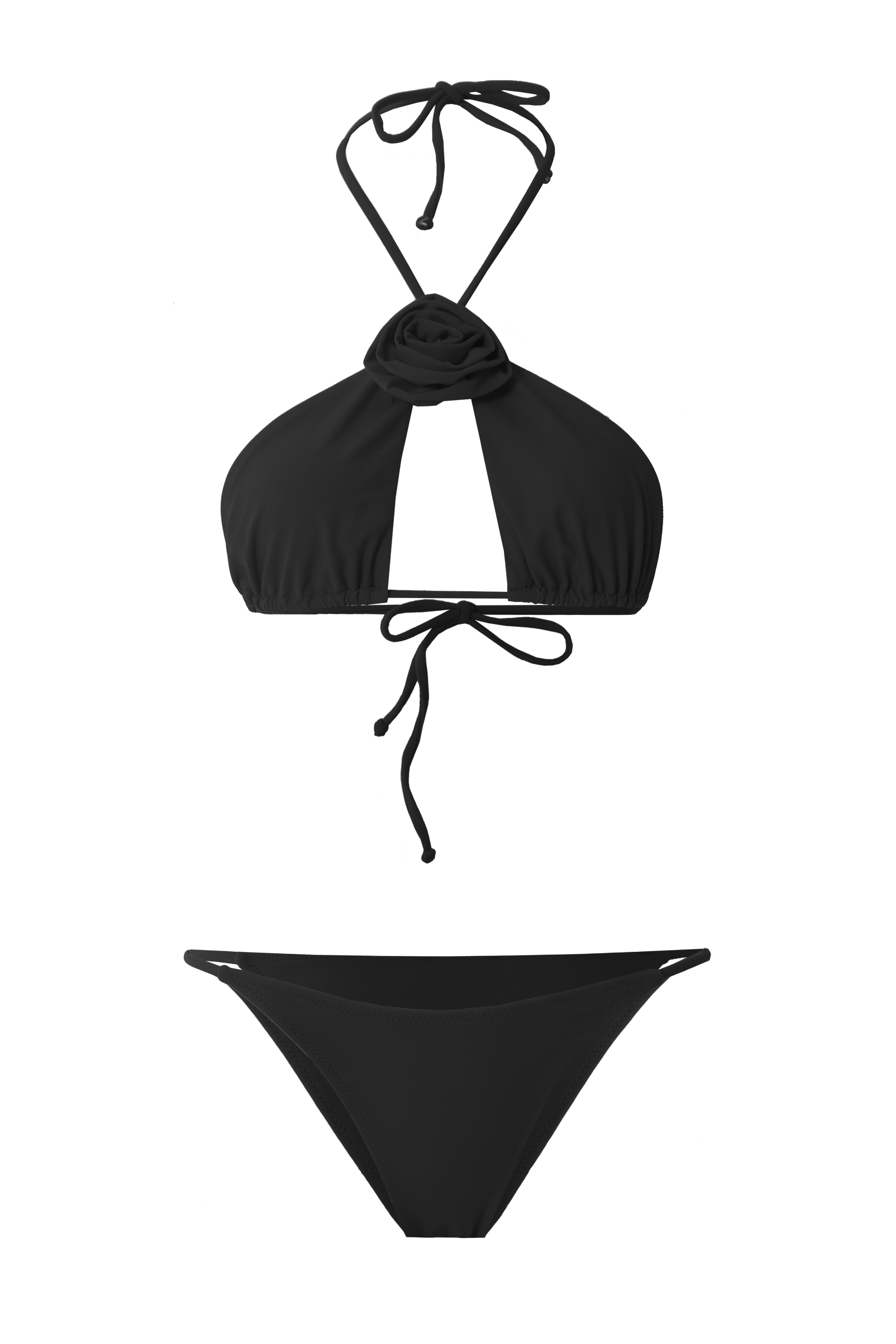 LUNA Cross Tie Rose Black Bikini Set