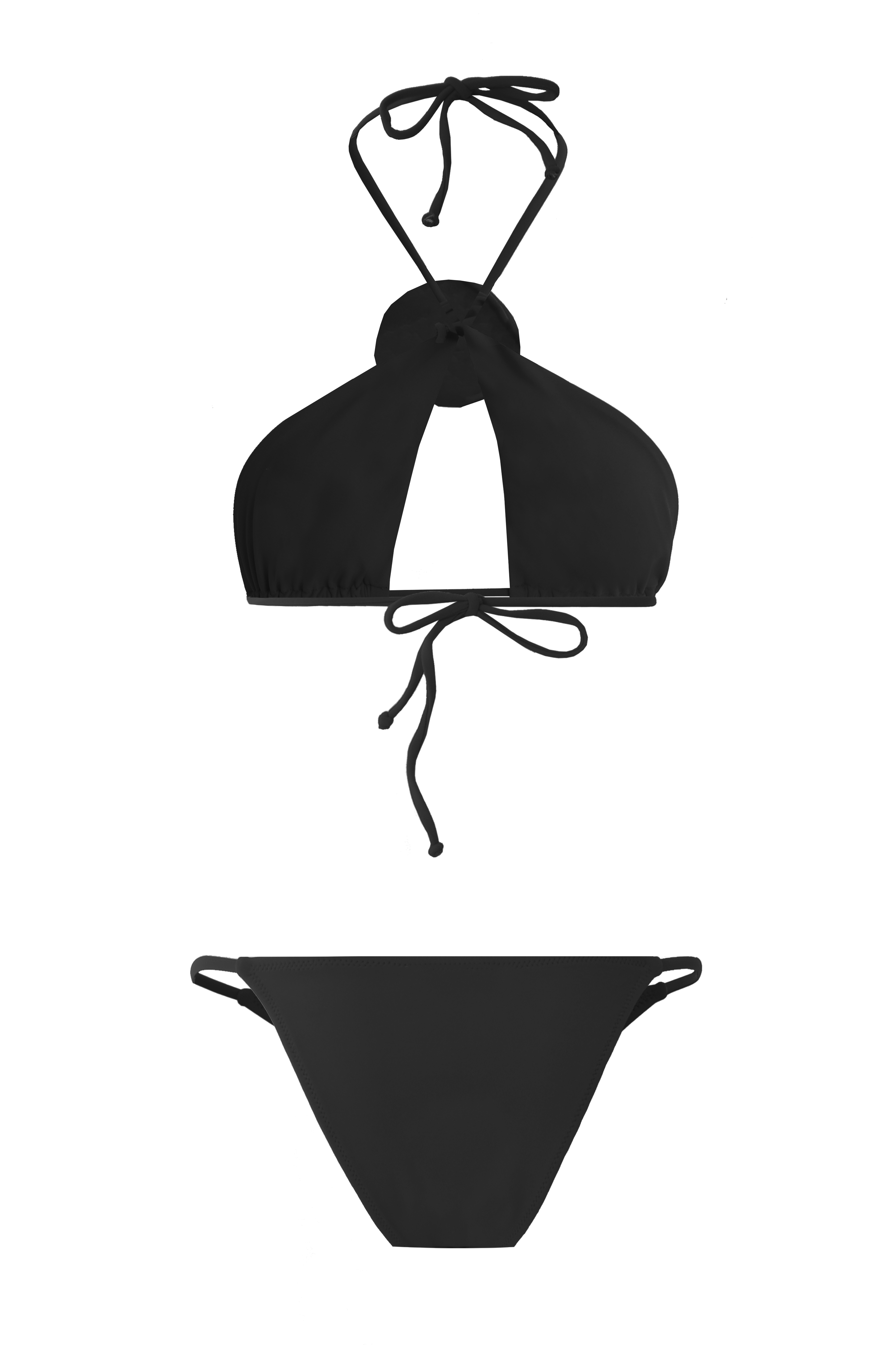 LUNA Cross Tie Rose Black Bikini Set